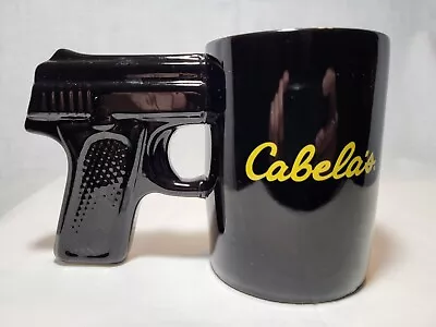 Cabela's Pistol Grip Coffee Mug Ceramic Hand Gun Handle Novelty Cup Black Yellow • $11.99