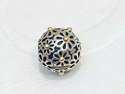Authentic Pandora Silver Gold Lazy Daisy Flower Clip Charm 791014 Retired Rare • $135