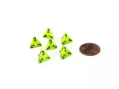 Vortex 12mm Mini 4 Sided D4 Dice 6 Pieces - Bright Green With Black Numbers • $3.52