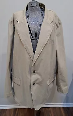 $22.19 • Buy L.L. Bean Mens Sport Jacket Blazer Beige 2 Button Collared 100% Cotton Size 48