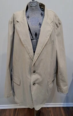 $22.19 • Buy L.L. Bean Mens Sport Jacket Blazer Beige 2 Button Collared 100% Cotton Size 48