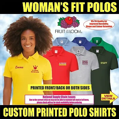 £10 • Buy Women's Custom Printed Polo Shirt Unisex Personalised Stag Workwear Event Club 