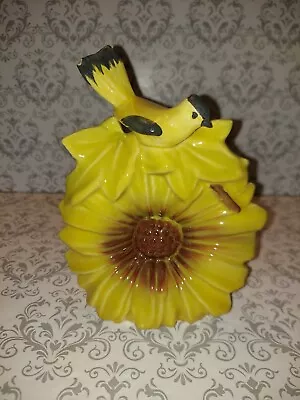 Vintage McCoy Sunflower And Goldfinch Bird Wall Pocket Planter  • $55