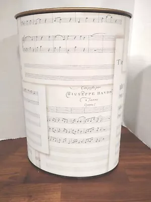 Vintage Metal Wastebasket Trash Bin Sheet Music Design By Pixie Products  • $35