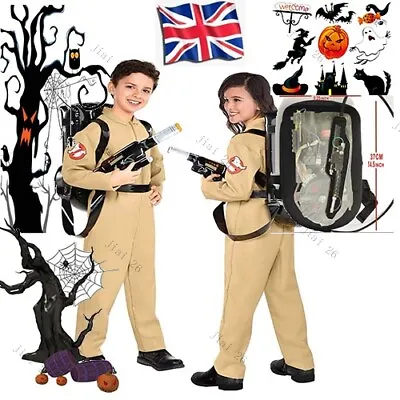 Kids Ghostbusters Cosplay Costume Jumpsuit Birthday Halloween Christmas Outfit- • £12.88