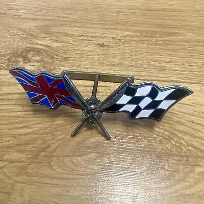 1960’s Les Leston Crossed Chequered Flag GB Racing Badge Classic Mini Cooper MK1 • £60