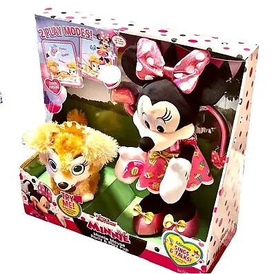 Minnie Mouse Party & Play Pup Plush Animated Toy Sings & Talks To Puppy New • $50.71