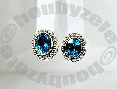 Samuel B Behnam BJC Sterling And 18K Blue Topaz Huggie Earrings • $120