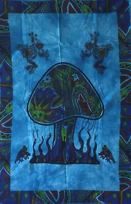Wall Hanging Tapestry Cotton Mushroom Frog Small Poster Handmade Indian Bohemian • $6.99