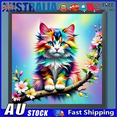 AU 5D DIY Full Round Drill Diamond Painting Colorful Cat Kit Home Decoration30x3 • $9.99