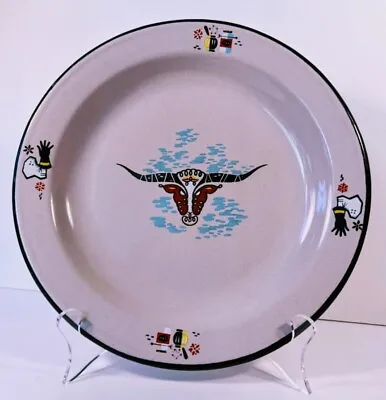 Vtg MONTERREY Western Ware Longhorn Steer Enamelware Dinner Plate 10.25 Mexico • $29.96