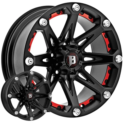 $200 • Buy Ballistic 814 Jester 16x8 5x4.5  -6mm Black/Red Wheel Rim 16  Inch