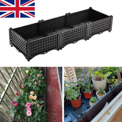 £14.40 • Buy Trough Plant Pot Long Plastic Planter Outdoor Garden Window Herb Flower Box UK