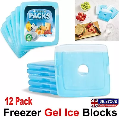 12x Ice Pack For Cool Box Lunch Bag Freezer Reusable Blocks Cooler Long Lasting • £11.89