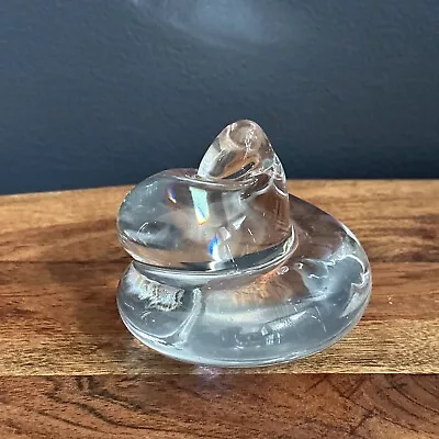 Vintage Swirl Drop Crystal Paperweight Nice Polished Base Heavy 4” X 3.5” • $31.50