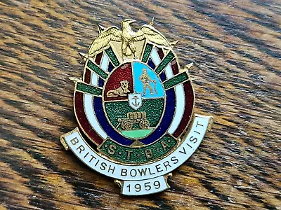 Vintage Enamel Bowling Badge Ritish Bowlers Vist  1959 • $6.21