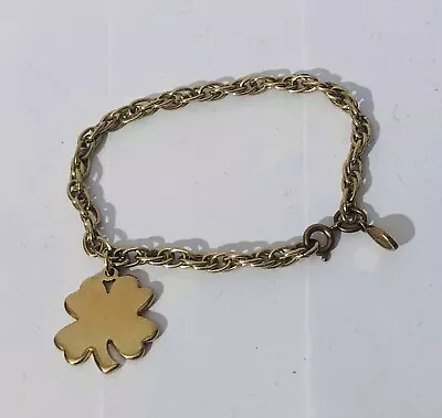 Avon VTG Four Clover Charm Bracelet 6.8  Gold Tone Chain • $5