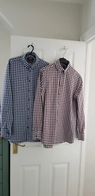 £7.99 • Buy Pair Of M&S Luxury Tailored Fit Tattersall Style Shirt 15.5 Blue Burgundy