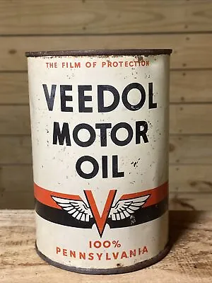 VEEDOL MOTOR OIL 1 Qt Empty Metal Can ONE QUART • $120