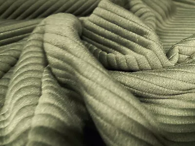 £6.99 • Buy Jumbo Rib Soft Jersey Knit Fabric, Per Metre - Khaki