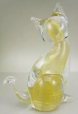 Lovely 6” Signed Murano Italy Glass Cat Figurine - Metallic Gold Fleck Luster  • $65