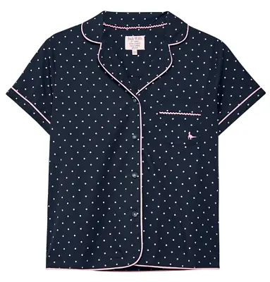 JACK WILLS Artar Polka Dot Shirt Nightwear Navy/Pink Ladies Size UK 10(S)#REF131 • £14.99