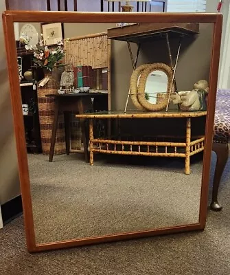 Mid 20th Century Danish Teak Wood Wall Mirror By Nordisk Andels-Eksport MCM  • $695