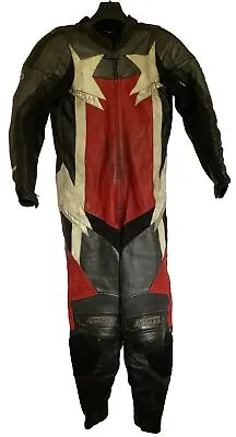 Vintage Mens Ashman Leather Motorcycle 1 Piece Suit Red Size 40  Chest • $174.29