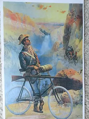  Winchester Poster Advertising Rifle On Pedal Bike Old Time Yellowstone Park  • $7.50