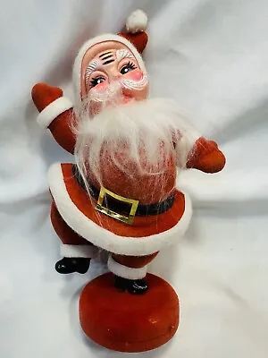 Vintage Dancing Santa Blow Mold Flocked Velvet Christmas Decor MCM Japan 9” Tall • $22.78