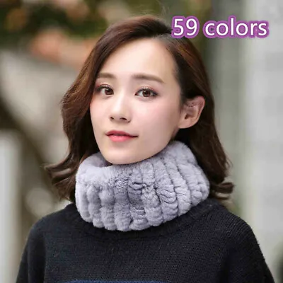 Knitted Real Rabbit Fur Scarf Wrap Stretch Headband Neck Warmer Collar • $15