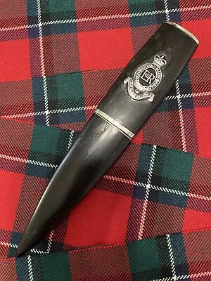 Girnigoe Sgian Dubh Damascus Blade Bog Oak Handle And Sheath Silver Hardware. • $125