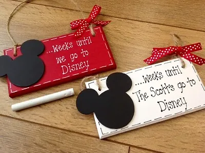 £5.50 • Buy Personalised Countdown To Weeks Days Until Disney Holiday Wooden Plaque Chalk
