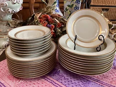 26 Pc Mikasa Antique Lace Salad Plates 7.5  & 8 1/2  Rimmed Soup Bowls MINT ! • $299