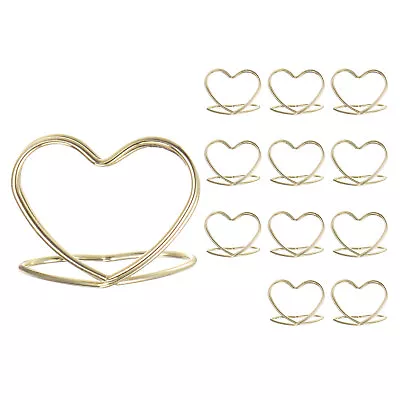 12pcs Table Number Holders 30mm Tall 35mm Base Width Double Heart Golden • £8.27