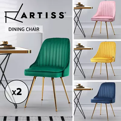 $169.95 • Buy Artiss Dining Chairs Retro Chair Cafe Kitchen Modern Metal Legs Velvet X2