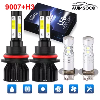 4-Side 9007 HB5 LED Headlight 6000K Bulbs High Low Beam+Fog Light Conversion Kit • $35.99