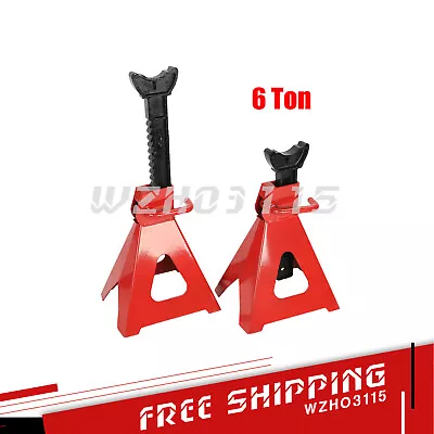 6 Ton (12000 LBs) Capacity Double Locking Steel Jack Stands 2 Pack Red • $45.98