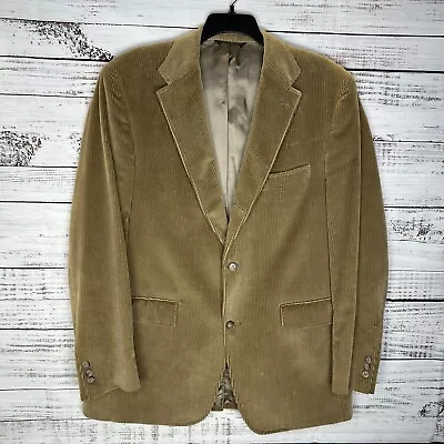 Vintage J Press Union Made Tan Corduroy Blazer Jacket Sport Coat Size 46 Long • $129.99