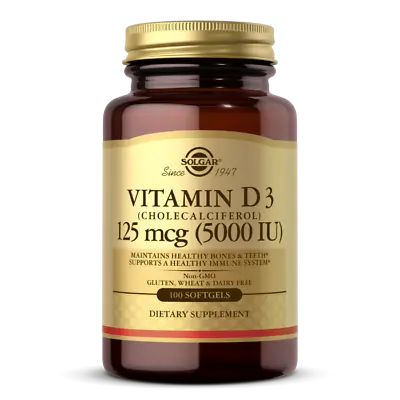 Solgar - Vitamin D3 Cholecalciferol 5000 IU 100 Softgels • $15.11