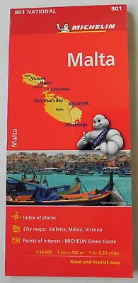 Michelin  Malta  Road & Tourist Map #801 34 X39  Color Foldout 2018 • $14.50