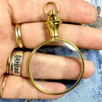 Magnifying Glass Pendant 3X Glass Magnifier Gold Tones Monocle Chatelaine • $18