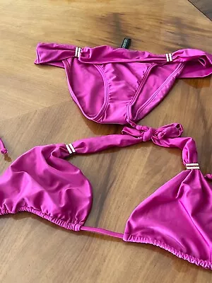 New Without Tag  $200 Vix Paula Hermanny Fuchsia Bikini Set  Made In Brazil L • $85