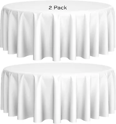 [2 Pack] White Round Tablecloths 90 Inch [Perfect Size For 30-60 Inch Tables] 20 • $33.74