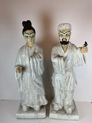 Vintage Mid Century Pair Italian Asian Chinese Oriental Statues Signed Fantoni • $548