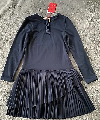 BNWT - RRP£73.95 - LILI GAUFRETTE Navy Fit & Flare Dress With PLEATED SKIRT - 8A • £19.99