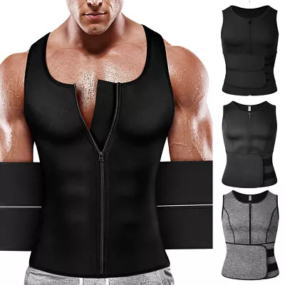 Men Sauna Suit Sweat Vest Shirts Body Shaper Waist Trainer Weight Loss Shapewear • $7.99