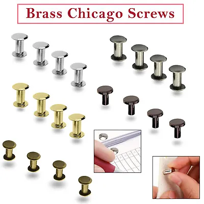 £6.09 • Buy Chicago Screws Rivets Studs Brass For Leather Craft Belt Bookbinding 10/20/50pcs