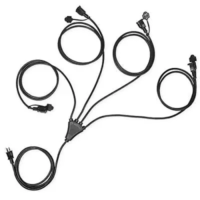 1 To 4 Extension Cord Splitter - 13 Ft Black-16/3 Outdoor Outlet & Plug Splitter • $30.99