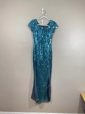 VTG Nadine Womens Sequin Formal Dress Size 3 Blue Pageant 80s Evening Party Glam • $79.99